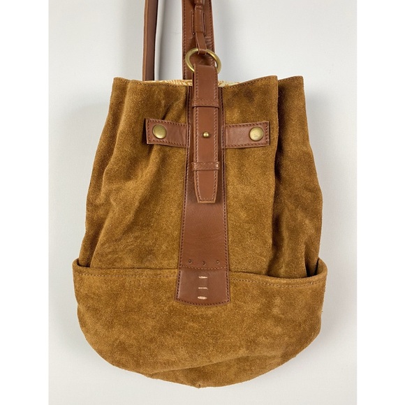 Free People We The Free Outlander Suede Leather Sling Bag, Cognac - Picture 6 of 13